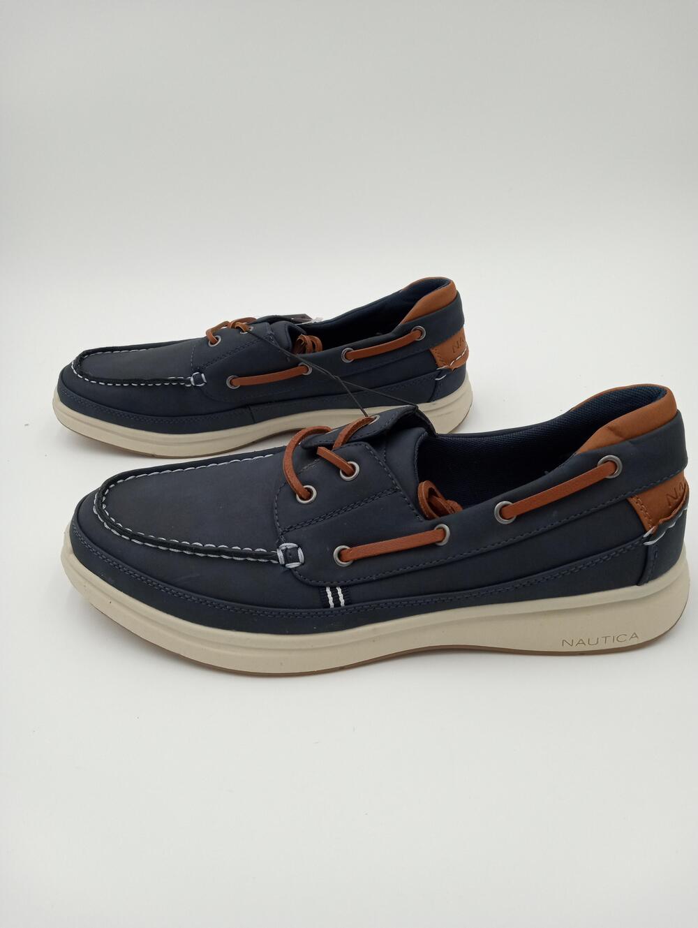 Nautica Zapato Shoes Mens Blue Boat Derby Cushioned Deck Casual New Size 9.5